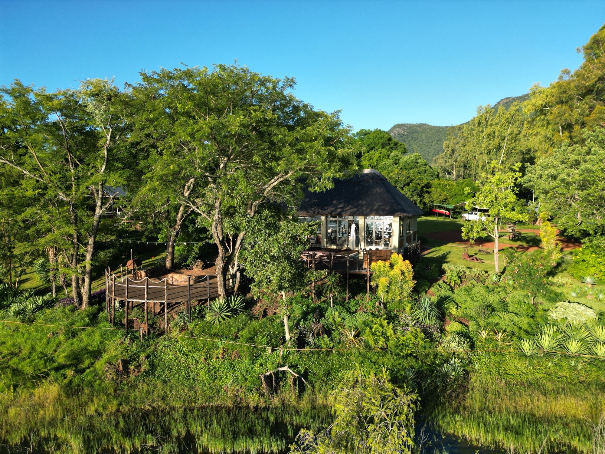 Main Lodge at Romelda by the water